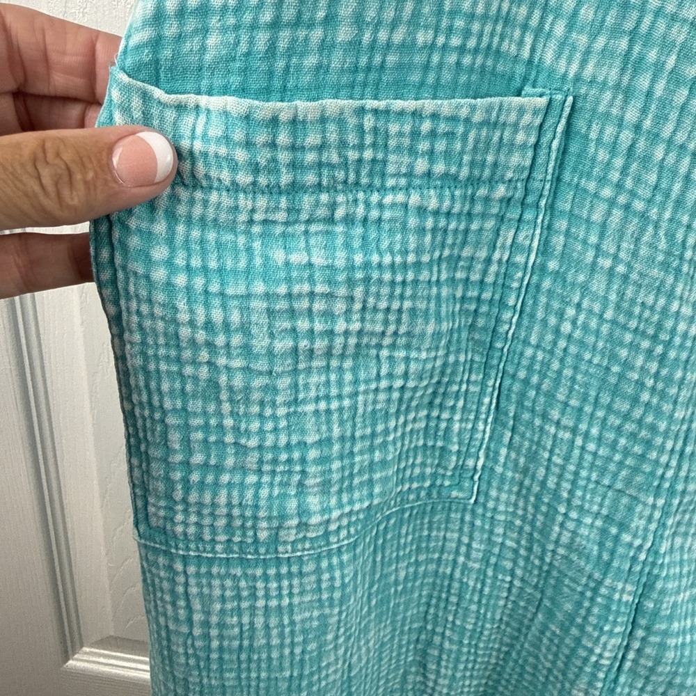 Zenana Kelly Green Washed Double Gauze Wide Leg Overalls Size Medium NWOT BOHO - Picture 3 of 13